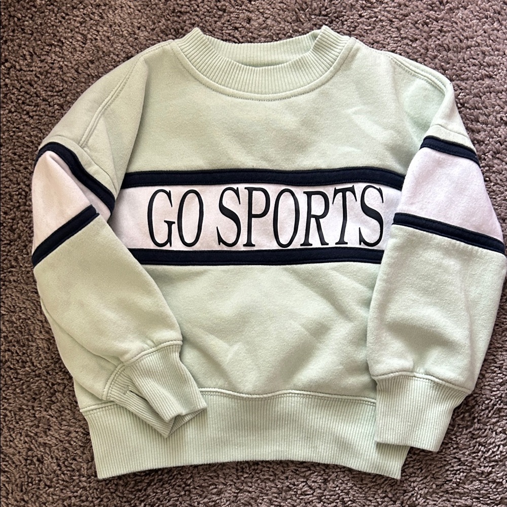 abercrombie kids Mint Green Pullover Sweatshirt with Navy Trim